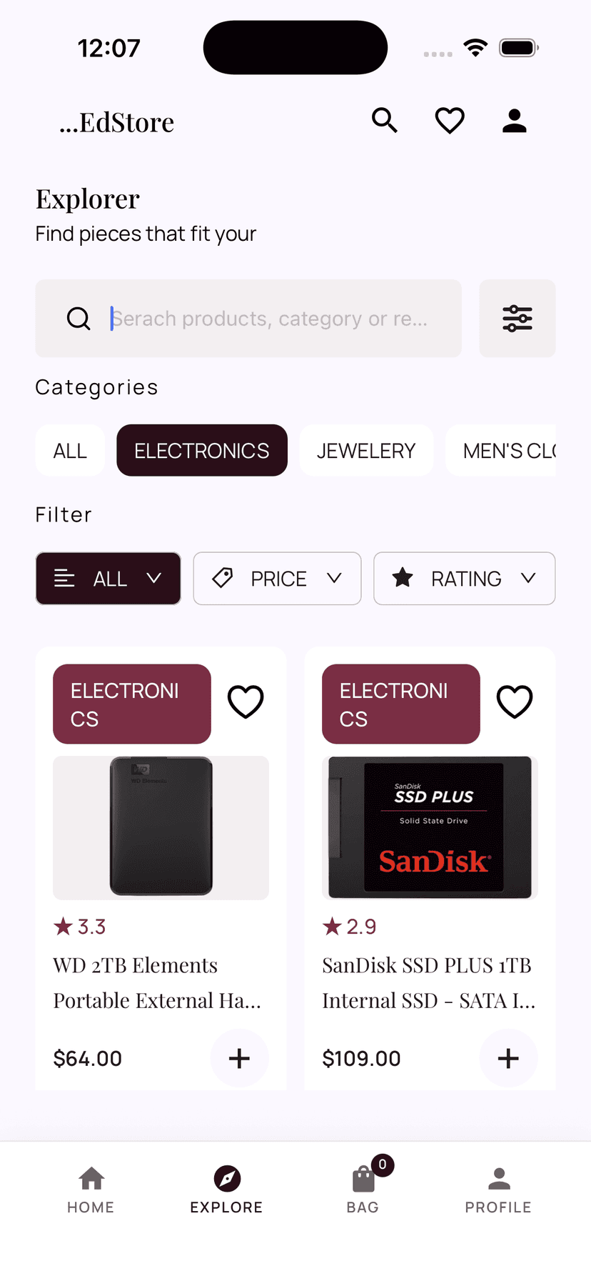 edStore explore and search