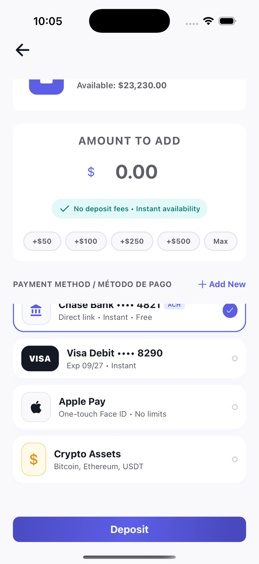 Pásame deposit methods